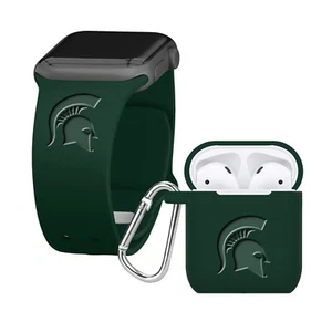 Michigan State Spartans Engraved Apple Watch Band And AirPod Gen 1 & 2 Combo - Picture 1 of 7