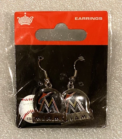 Miami Marlins Bar Style Dangle Earrings - New Cover