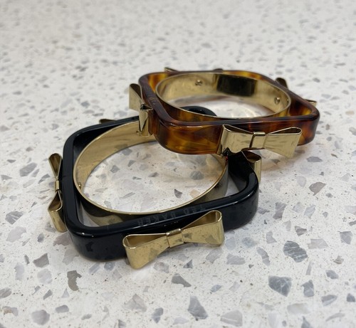 KATE SPADE Bracciale Vintage Y2K Ted Baker Tartaruga Conchiglia Fiocco Nero Coquette Stravagante