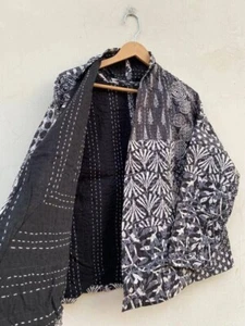 Indian kantha quilted kimono women wear vintage coat festival fashion hand made - Picture 1 of 6