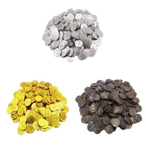 100Pcs Coins Plastic Treasure Party / Loot Bag Filler Toy Money - Picture 1 of 16