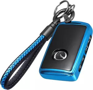 Key Fob Cover Case with Leather Keychain for Mazda 2022-2024 CX-30 CX-5 CX-9 3 6 - Picture 1 of 11