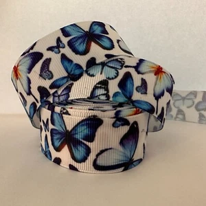 Cinta voladora de mariposa azul Grosgrain 1" 25 mm x 1 yarda - Imagen 1 de 1