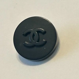 Authentic Chanel Black Resin CC Logo Replacement Button Stamped 18mm - Picture 1 of 7