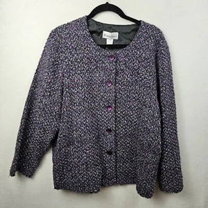Dress Barn Jacket Womans Size 2X Purple Heathered Knit Button Up - Picture 1 of 6