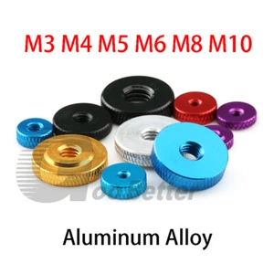M3 M4 M5 M6 M8 M10 Rändel Muttern Aluminium Daumenmuttern Durchloch Flach Dünn - Picture 1 of 14