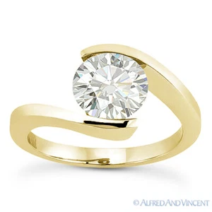 Forever ONE D-E-F Round Cut Moissanite 14k Yellow Gold Solitaire Engagement Ring - Picture 1 of 3