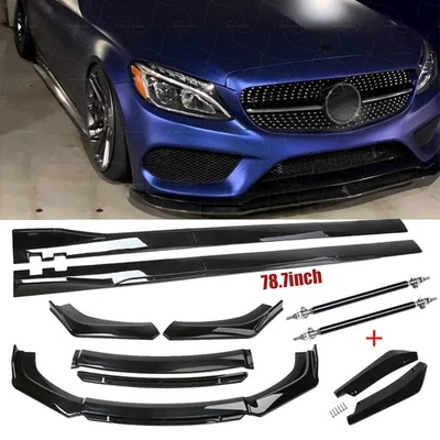 For Mercedes Benz C63 AMG Front Bumper Lip Chin Spoiler Splitter Side Skirt R - Image 1 of 4