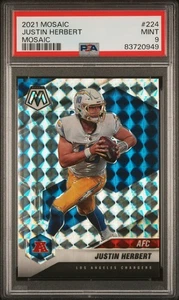 2021 PANINI MOSAIC MOSAIC #224 JUSTIN HERBERT PSA 9 - Picture 1 of 2