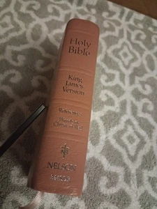 Vtg HOLY BIBLE Reference Edition Pink Leather KJV 1972  - Picture 1 of 10