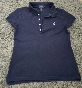 Girls Ralph Lauren Polo T- shirt Navy Blue Size M (8-10) - Picture 1 of 5