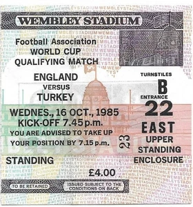 England v Turkey 1985/86 World Cup Qualifier ticket - Picture 1 of 1