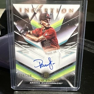 DRUW JONES AUTO BOWMAN INCEPTION 66/200 Arizona Diamondbacks 2023 BPA-DJ SP - Foto 1 di 2