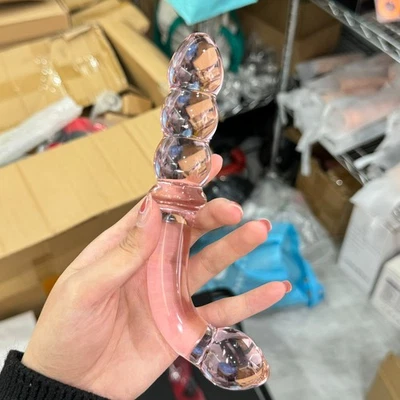Consolador de vidrio curvo estimulador punto G Dong anal plug juguetes sexuales para hombres mujeres  Foto 1 de 4