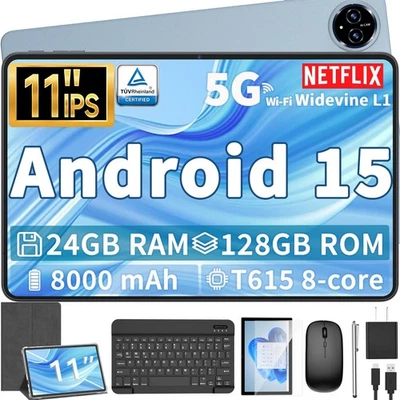 Android 15 Tablet, 11 inch Tablet with Keyboard, 24GB RAM (4GB RAM and 20GB E... - Image 1 of 4