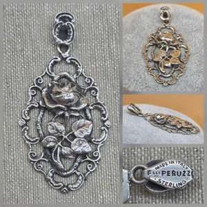 Rare/Scarce Vintage F. LLI PERUZZI Made in ITALY Rose Sterling Silver Pendant - Picture 1 of 14