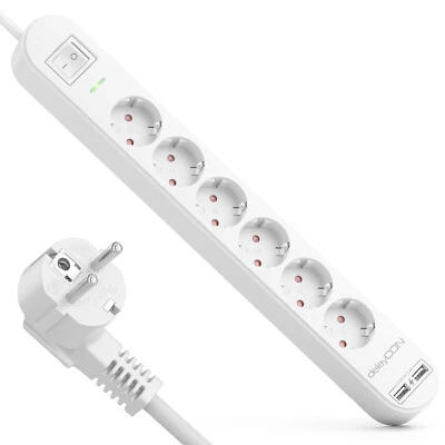 Steckdosenleiste 6 Fach mit USB Mehrfachstecker Steckdose Stromleiste 5m Kabel - Bild 1 von 4