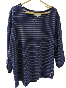 Emily Daniels Women’s Striped Top/ Shirt / Lady Blouse Size 3x Blue White - Picture 1 of 9