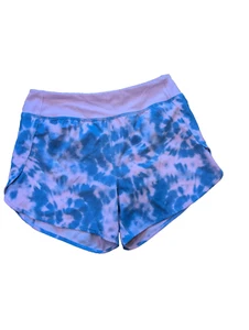 Athleta Girl Run The World Shorts 3” Purple Tie Dye , size L/12 - Stains - Picture 1 of 8