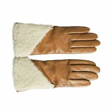 Womens Small UGG Chestnut Asymmetrical Smart Curly Leather Sheepskin Gloves