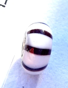 TROLLBEADS schwarz-weiße Streifen 61304 nicht mehr produziert Glas Sterlingsilber 61304 neu - Bild 1 von 13
