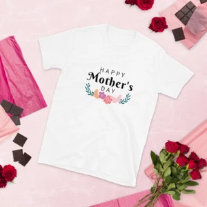 Short-Sleeve Unisex T-Shirt Print DTG with Cool Happy Mothers Day Design - Picture 1 of 5