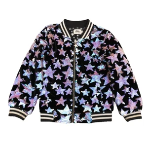 Lola + The Boys Starry Night Velvet Sequin Bomber Jacket Girls 6 Rocker School - Picture 1 of 9