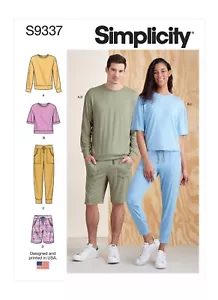 SIMPLICITY 9337 UNISEX KNIT TOPS PANTS SHORTS Sewing Pattern Sizes XS & XL - Picture 1 of 14