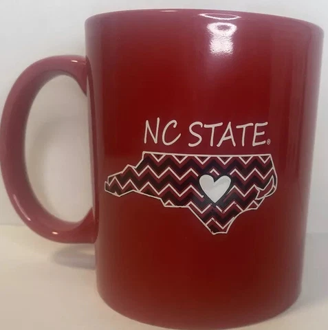 Red NC State Heart Coffee Mug Cup College Sports Basketball Football Cover