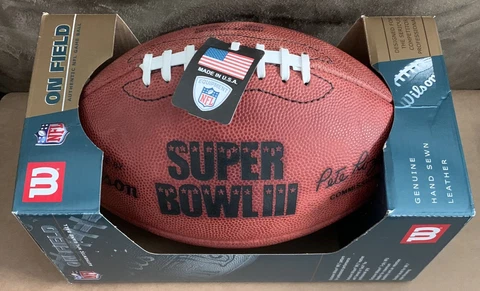 SUPER BOWL III 3 Authentic Wilson OFFICIAL NFL GAME FOOTBALL Colts Jets Namath Cover