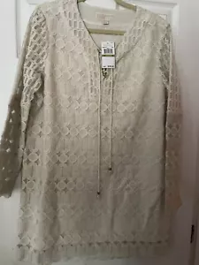Michael Kors NEU Damen Langarm Spitze Mini Mantel Kleid mit Rauschen Größe 14 - Bild 1 von 11