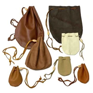 Leather Drawstring Pouch - Suede or Grain Keepsake Holder Bag - Picture 1 of 9