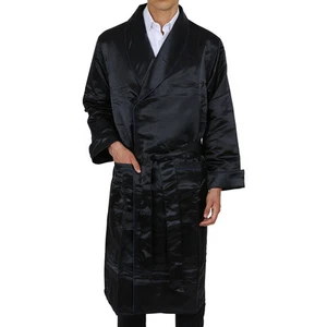 Mens Long Satin Robe – Fully Lined – Black - Heavy Weight - Picture 1 of 6