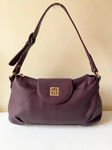 MODALU LONDON PURPLE LEATHER & GOLD TRIM SHOULDER BAG - Picture 1 of 7