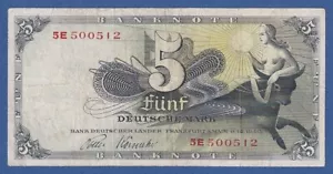 GERMANY - FEDERAL REPUBLIC -- 5 DEUTSCHE MARK ( 1948 ) -- FINE+ -- PICK 13i . - Imagen 1 de 2