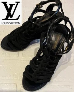 Louis Vuitton sandals heel logo LV wedge sole black black pumps - Picture 1 of 10