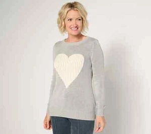 Belle by Kim Gravel Love in the Air Pullover mit Zopfmuster Herz - HTHR grau - Small - A673752 - Bild 1 von 2