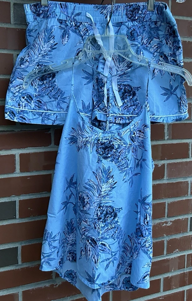 Conjunto de calzoncillos boxer camisola azul floral talla S/M algodón Gap Body para mujer Foto 1 de 4