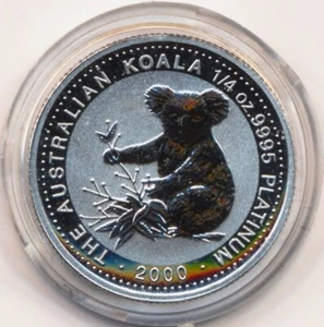1/4 oz 25$ Australien Platinmünze Koala 2000 in Originalkapsel BU, Ko0466 - Picture 1 of 2
