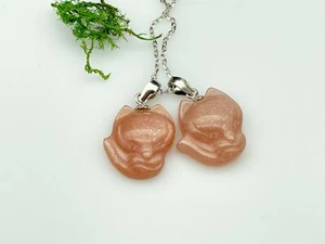 Natural Sunstone Carved cute Fox pendant Reiki Healing D080106 - Picture 1 of 5