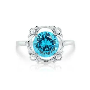 925 Massiv Sterlingsilber Rund Brillant Geburtsstein CZ Zirkonia Edelstein Ring - Bild 1 von 17