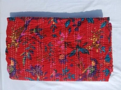 Colcha reversible con estampado de pájaros Kantha Indian manta hecha a mano Foto 1 de 4