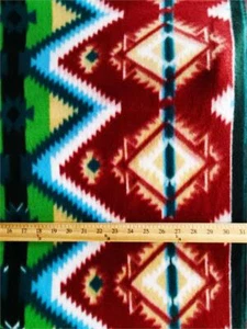 Tela estampada en lana AZTECA IKAT - BLANCA, NEGRA, TURQUESA / 58" de ancho / por yarda - Imagen 1 de 1
