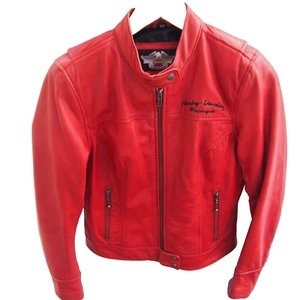 Harley Davidson clothing women's XS red genuine leather jacket - Picture 1 of 9