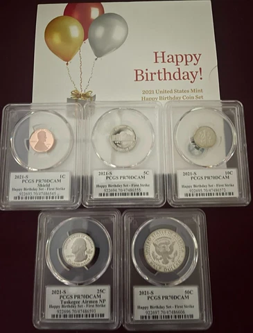 2021-S Proof Happy Birthday Set PCGS PR70RD DCAM FIRST STRIKE Cover