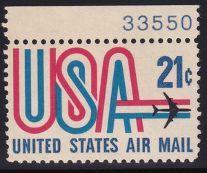 USA Sc #C81 - 21 cents red, blue & black - MNH (U/M) G-VG - USA and jet - Picture 1 of 2