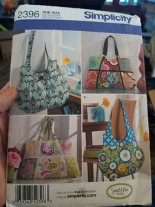 Simplicity 2396 Tote Bags 4 Styles Purse Handbag Totes M L Bag Pattern - Picture 1 of 2