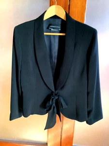 Vintage 90s STITCHES Tailored Black Jacket With Bow Closure Long Sleeve Size 14 - Picture 1 of 4