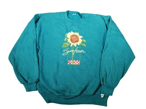 Sudadera deportiva Russell verde girasol mediana vintage años 90 suéter jersey - Imagen 1 de 11