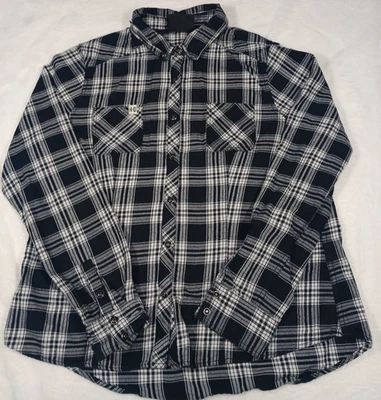 Harley-Davidson женщин L черный белый клетку фланелевая рубашка на пуговицах США логотип назад - Изображение 1 из 4